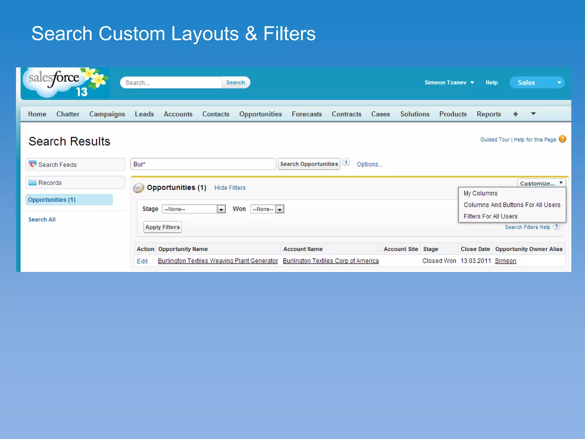 Search Custom Layouts & Filters
 