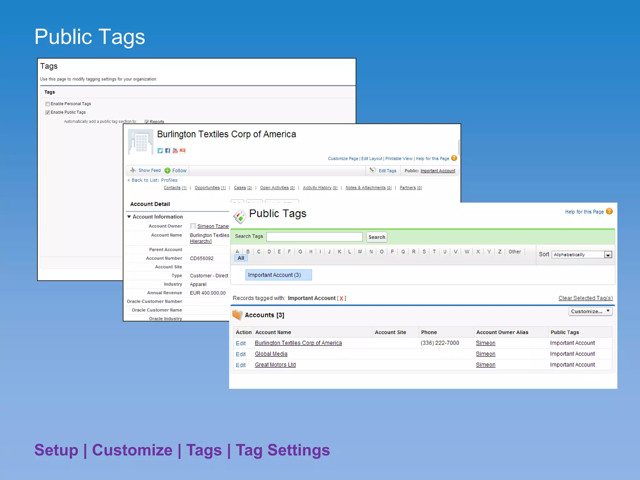 Public Tags
Setup | Customize | Tags | Tag Settings
 