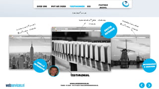 www.webservices.nl
Phone: +31 (0)23 – 55 39 003| e-mail:info@webservices.nl
Over ons Wat we doen Toepassingen ROI
Partner
Model
Testimonial
 