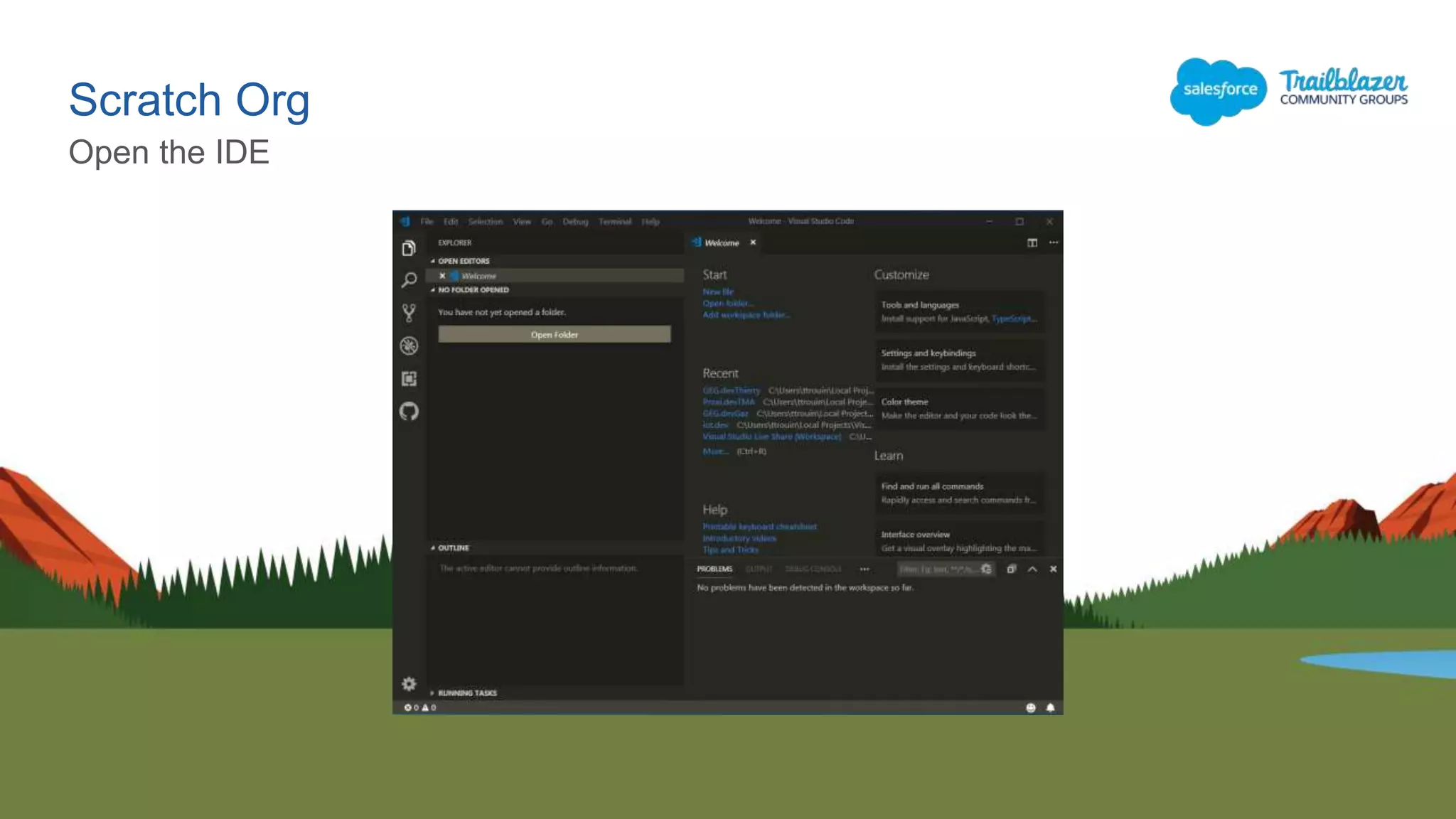 Scratch Org
Open the IDE
 