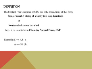 CNF & Leftmost Derivation - Theory of Computation | PPTX