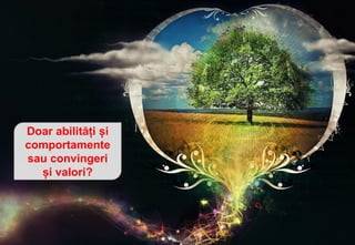 Doar abilități și
comportamente
sau convingeri
și valori?
 