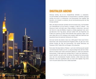 DIGITALER ABEND
                                                   Genauso wichtig, wie es ist, morgendliches Verhalten zu analysieren,
                                                   um die Prioritäten und Motivationen von Konsumenten zu verstehen, genauso
                                                   wichtig ist es auch, zu untersuchen, wie Konsumenten ihren digitalen Tag
                                                   beenden, um so besser zu verstehen, wie sich die Kanalnutzung über den Tag
                                                   hinweg verändert.

                                                   Wenn der Abend herannaht, tendieren die Konsumenten dazu, ihre Prioritäten
                                                   vom Geschäftlichen auf die Freizeit zu verlagern. E-Mail ist “offiziell” – ihre
                                                   Nutzung ist aktiv und dient dazu, Dinge erledigt zu bekommen, was auch
                                                   der Grund ist, dass die Mailbox morgens so häufig angesteuert wird, wenn
                                                   die Menschen ihren Tag planen. Dennoch wählen 34% der Deutschen die
                                                   E-Mail auch abends als letzte Online-Aktivität eines typischen Tages. Auch
                                                   wenn diese Zahl um 37% niedriger ist als morgens, bleibt die E-Mail doch der
                                                   populärste Kanal der deutschen Verbaucher am Abend.

                                                   Und was machen die anderen, bevor sie zu Bett gehen? Viele nutzen Online-
                                                   Nachrichten oder Online-Entertainmant-Angebote (26%). Es gibt auch einen
                                                   leichten Anstieg der Zahl der Konsumenten, die soziale Netzwerke wie
                                                   Facebook (18%), Twitter (3%) und Google+ (3%) aufsuchen.

                                                   Doch sehen Sie diese Zahlen in Relation – auch wenn die Nutzung der sozialen
                                                   und Entertainment-Kanäle zunimmt, so zeigt die stetige hohe Zahl der E-Mail-
                                                   Abrufe am Abend doch deren prominente Stellung im Leben der deutschen
                                                   Konsumenten. E-Mail spielt eine wichtige Rolle im Leben der Verbraucher –
                                                   sowohl beruflich, als auch privat. So können Sie abends Ihre Konsumenten
                                                   zwar über die verschiedensten Kanälen erreichen, sollten dabei aber stets
                                                   bedenken, dass eine signifikante Zahl von ihnen ihren digitalen Tag immer
                                                   noch mit einem letzten Abruf ihrer E-Mails beschließt.




                                                                             Quelle: ExactTarget 2012 Global Research (Deutschland), Juni 2012
8   © 2012 ExactTarget | www.ExactTarget.com/SFF                                Datenbasis: 1.292 deutsche online-Konsumenten über 18 Jahre
 