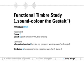 Sound follows function // Sound communication and the relevance of timbre.