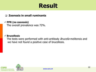 Rapid integrated assessment of nutrition and health risks associated with the small ruminants value chain in Senegal