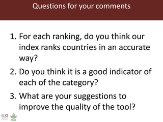 Food safety performance tool validation consultation