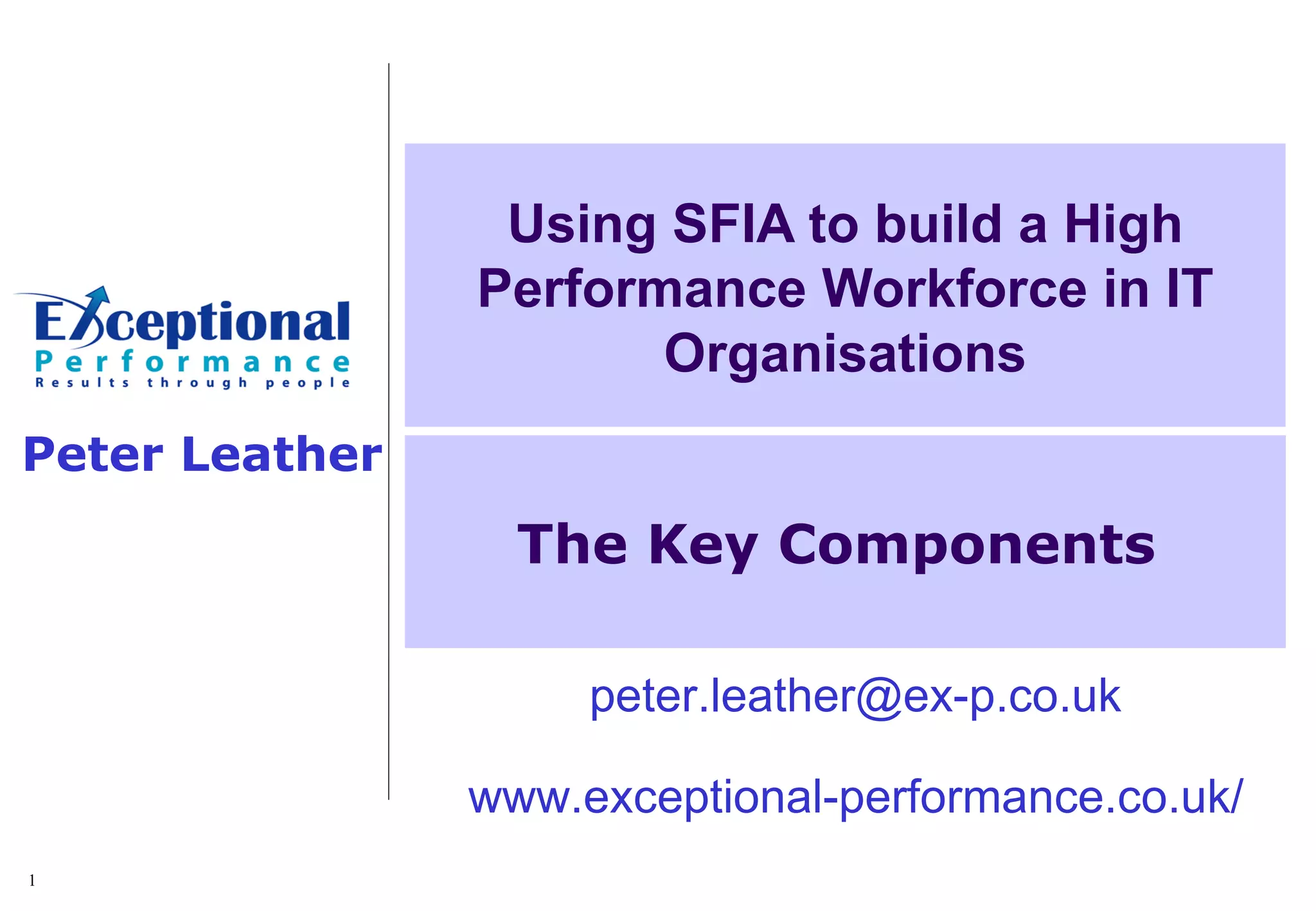 SFIA & High Performance Workforce