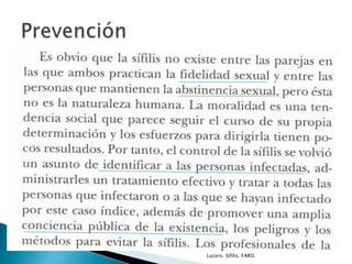 Lucero. Sífilis. FARO.
 