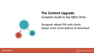 @crestodina
The Content Upgrade
Complete Guide to Top Office Perks
Designed: eBook PDF with charts
Gated: enter email address to download
 