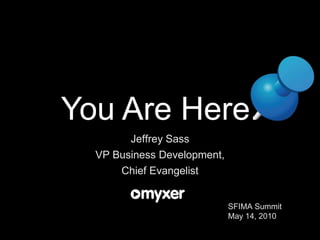 You Are Here. Jeffrey Sass VP Business Development,  Chief Evangelist SFIMA Summit May 14, 2010 