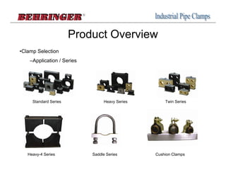 Product Overview
•Clamp Selection
    –Application / Series




     Standard Series             Heavy Series       Twin Series




   Heavy-4 Series           Saddle Series       Cushion Clamps
 