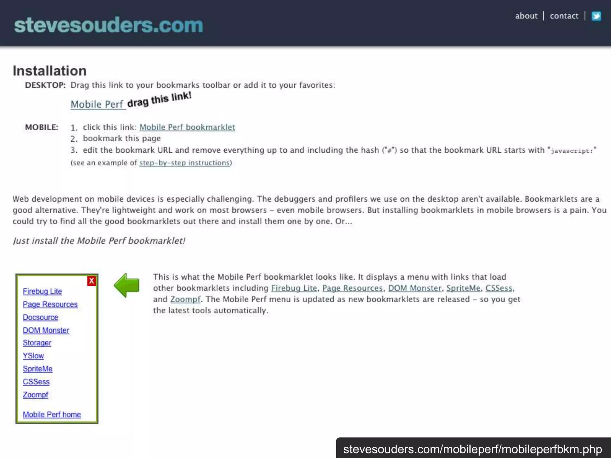 stevesouders.com/mobileperf/mobileperfbkm.php
 