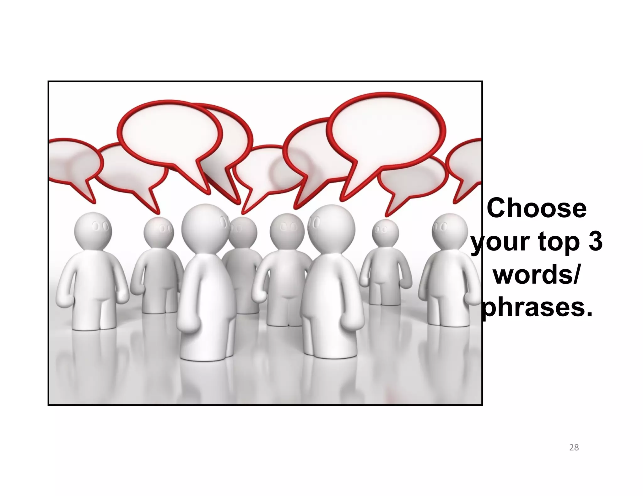 Choose
your top 3
  words/
 phrases.



       28	
  
 