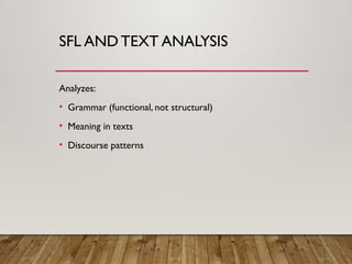Comprehensive Overview of Systemic Functional Linguistics (SFL) Theory ...