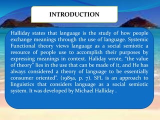 Systemic Functional Linguistics | PPT