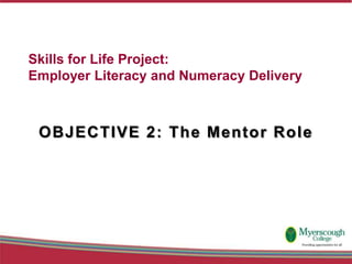 Skills for Life Project:
Employer Literacy and Numeracy Delivery



 OBJECTIVE 2: The Mentor Role
 