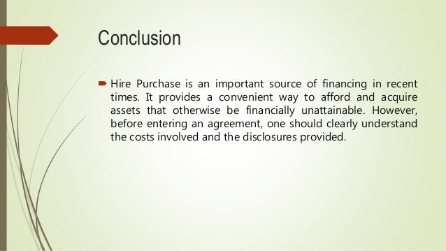 Hire purchase system essay