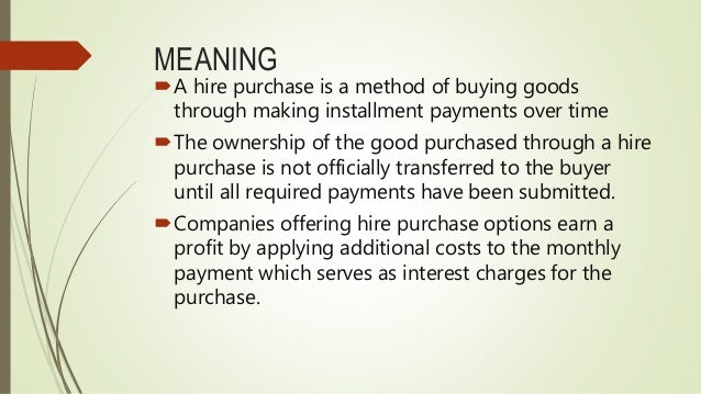 Essay on hire purchase system
