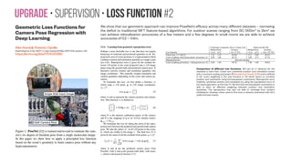 SfM-NeT • Supervision • Supervising optical flow and object motion
Supervising optical flow and
object motion. Ground-truth
optical flow, object masks, or
object motions require
expensive human annotation
on real videos. However,
these signals are available in
recent synthetic datasets
[20]. In such cases, our
model could be trained to
minimize, for example, an L1
regression loss between
predicted and ground-truth
low vectors
https://arxiv.org/abs/1707.06316
In this paper, we propose to use DenseNet for optical flow prediction. Our contributions are
two-fold. First, we extend current DenseNet to a fully convolutional network. Our model is
totally unsupervised, and achieves performance close to supervised approaches. Second,
we empirically show that replacing convolutions with dense blocks in the expanding part
yields better performance
https://arxiv.org/abs/1603.03911
(a) Semantic segmentation breaks the image into regions such as road, bike, person, sky, etc. (c) Existing optical flow
algorithms do not have access to either the segmentations or the semantics of the classes. (d) Our semantic optical
flow algorithm computes motion differently in different regions, depending on the semantic class label, resulting in
more precise flow, particularly at object boundaries. (b) The flow also helps refine the segmentation of the
foreground objects.
https://arxiv.org/abs/1603.03911
 