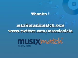 musiXmatch @SFMUSICTECH