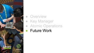 ● Overview
● Key Manager
● Atomic Operations
● Future Work
 