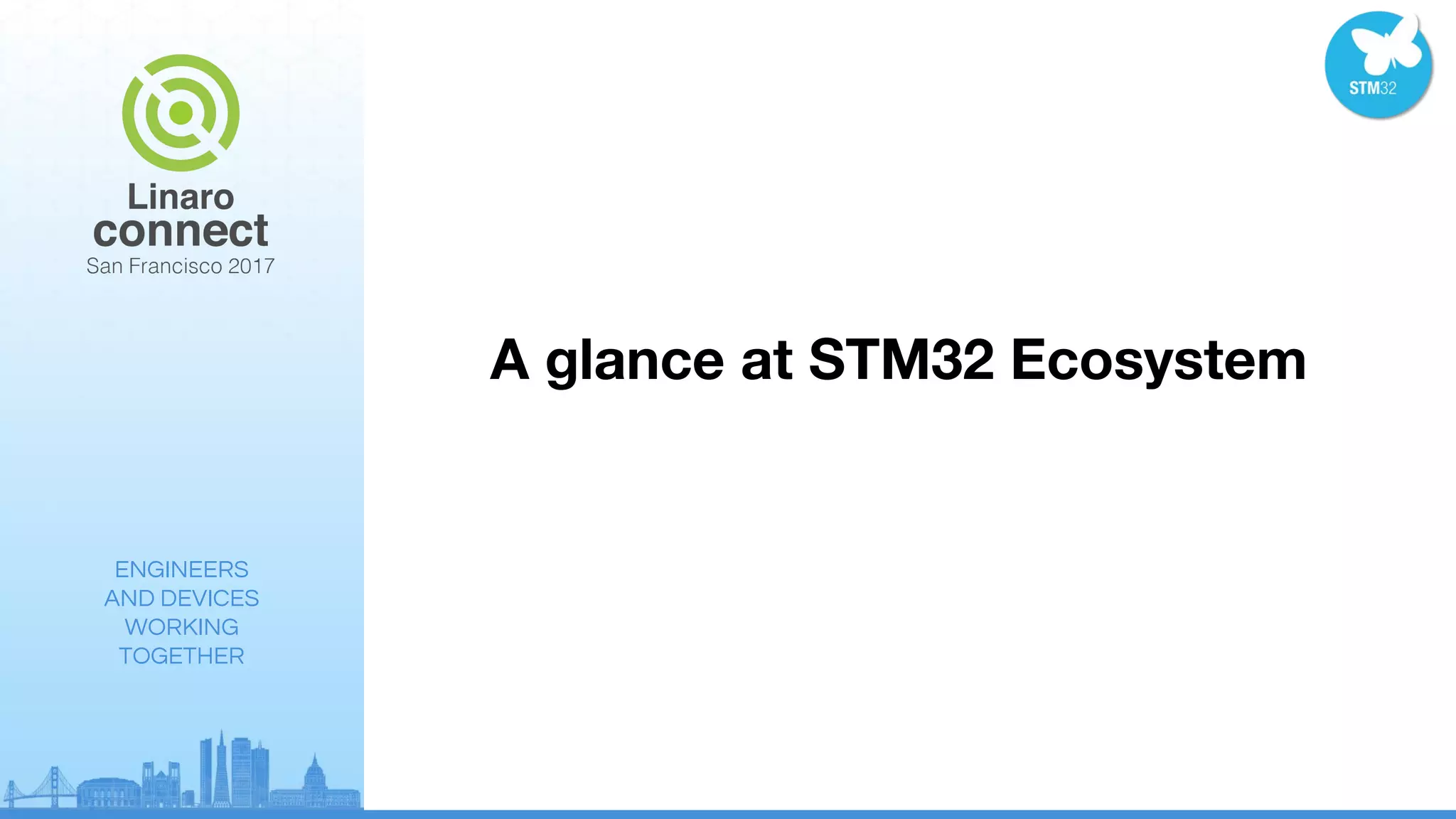 ENGINEERS
AND DEVICES
WORKING
TOGETHER
A glance at STM32 Ecosystem
 