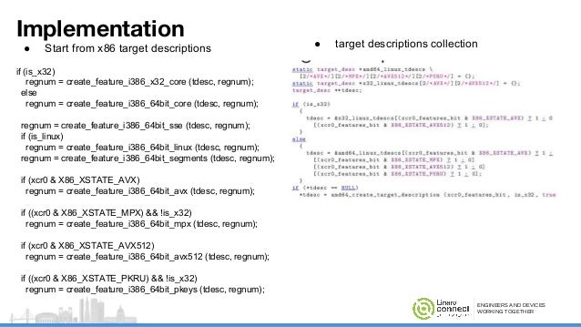 A flexible GDB (GNU Debugger) target description for processor diversity - SFO17-210A flexible GDB (GNU Debugger) target description for processor diversity - SFO17-210