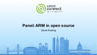 Panel: ARM in open source
David Rusling
 