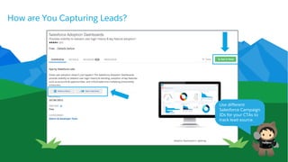 How are You Capturing Leads?
Use different
Salesforce Campaign
IDs for your CTAs to
track lead source.
 