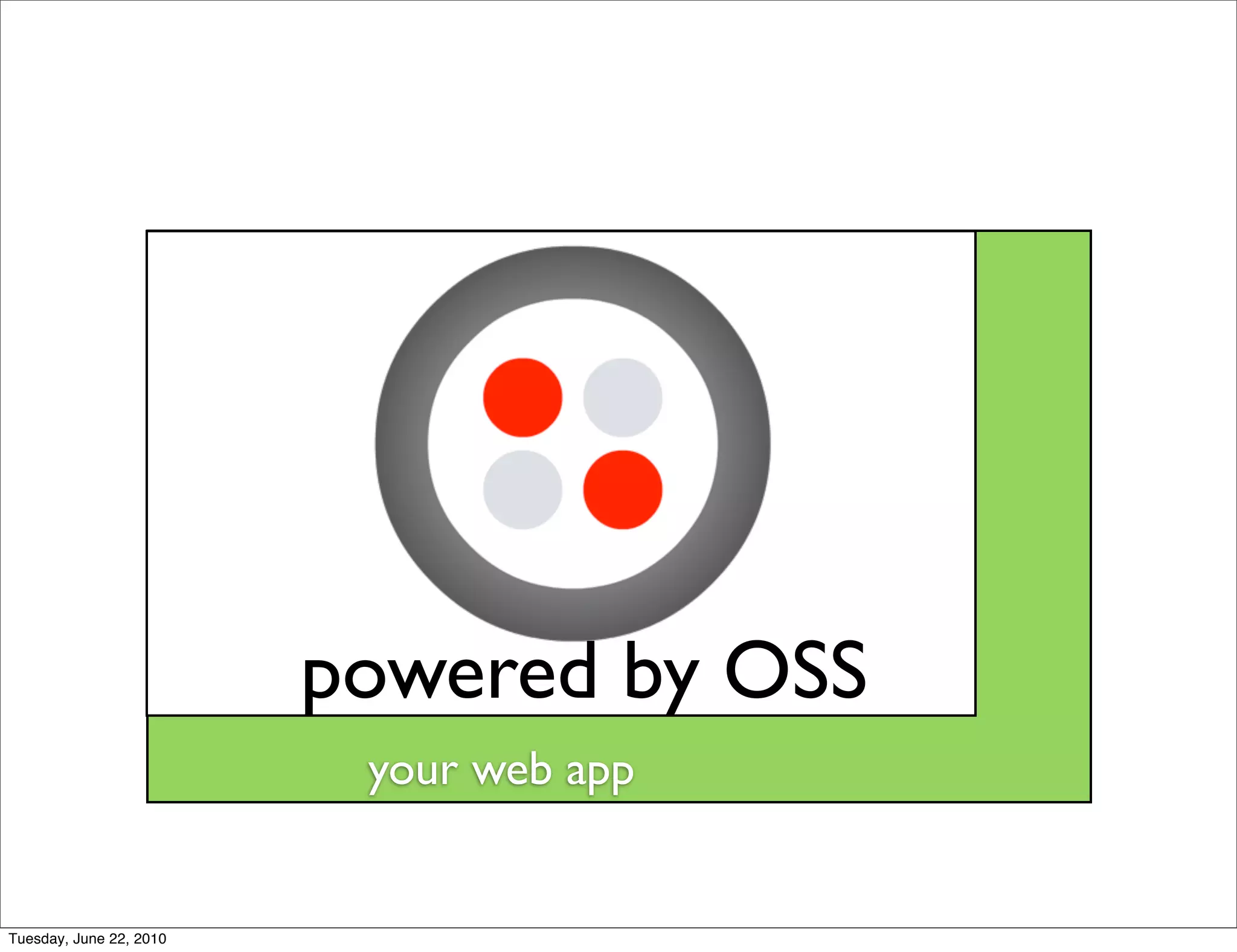 powered by OSS
                          your web app


Tuesday, June 22, 2010
 