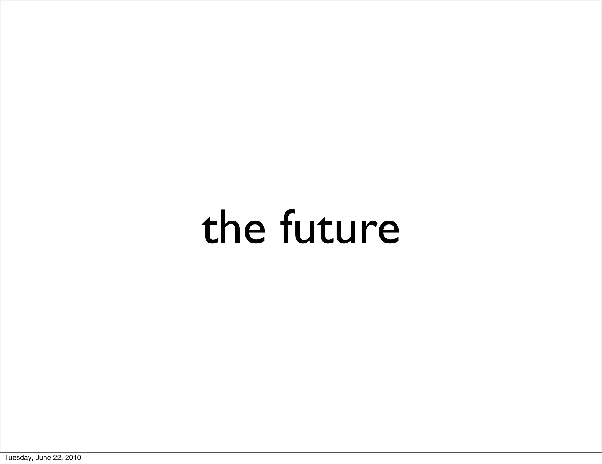 the future



Tuesday, June 22, 2010
 