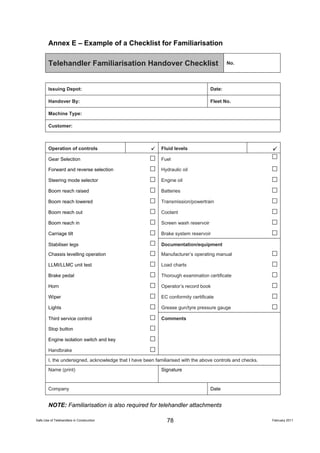 The Safe use of Telehandlers In Construction 110210 A | PDF