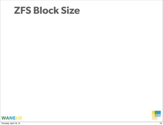ZFS Block Size




                               Proprietary and
Thursday, April 18, 13         Confidential      79
 