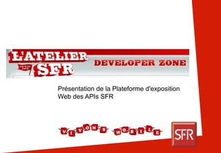 Présentation de la Plateforme d'exposition
Web des APIs SFR
 