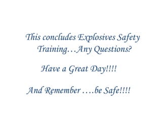 SFS CATMS Explosives Safety Lesson Plan | PPTX