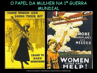 O PAPEL DA MULHER NA 1ª GUERRA
MUNDIAL
In Rumos da História 9, Aníbal Barreira e Mendes Moreira, EDIÇÕES ASA
 