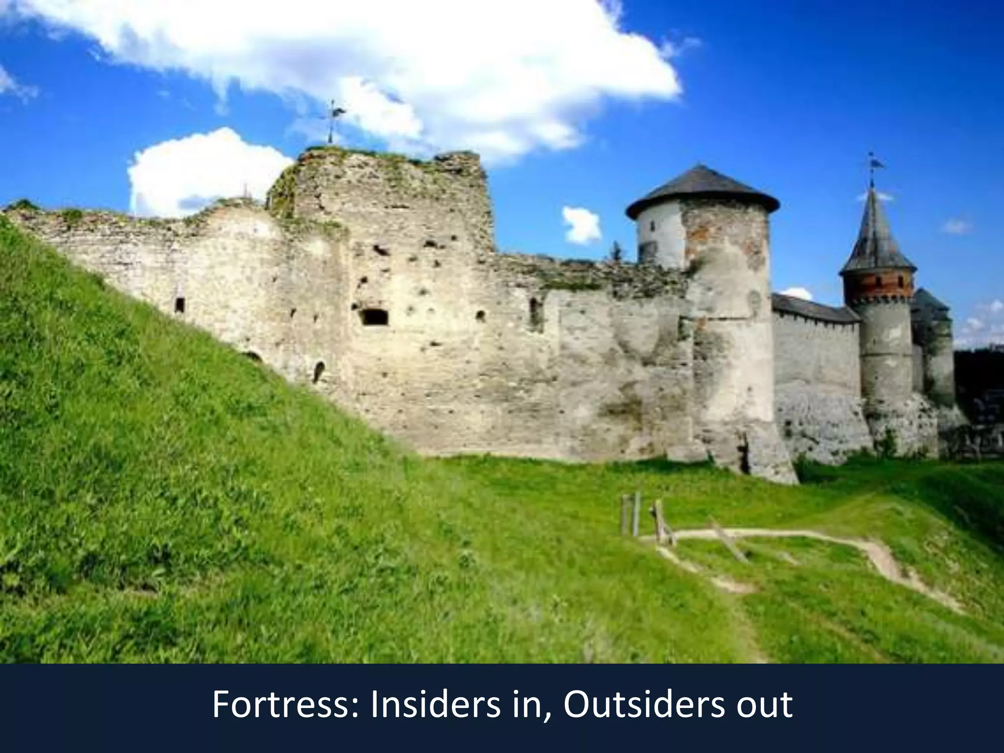 Fortress: Insiders in, Outsiders out
 