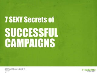 SUCCESSFUL
CAMPAIGNS
7 SEXY Secrets of
5/14/201
4
@SFTech4Good | @ch3ryl
 