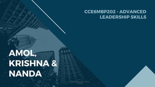 CCE6MBP202 - ADVANCED
LEADERSHIP SKILLS
AMOL,
KRISHNA &
NANDA
Confidential & Proprietary - Hencher
Consulting
 