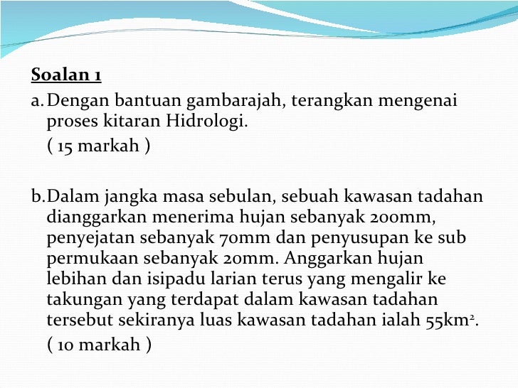 Soalan Final Topik 1 - Hidrologi