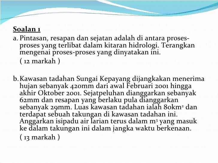 Soalan Final Topik 1 - Hidrologi