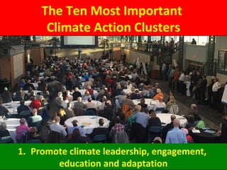 The Ten Most Important
Climate Action Clusters
1. Promote climate leadership, engagement,
education and adaptation
 