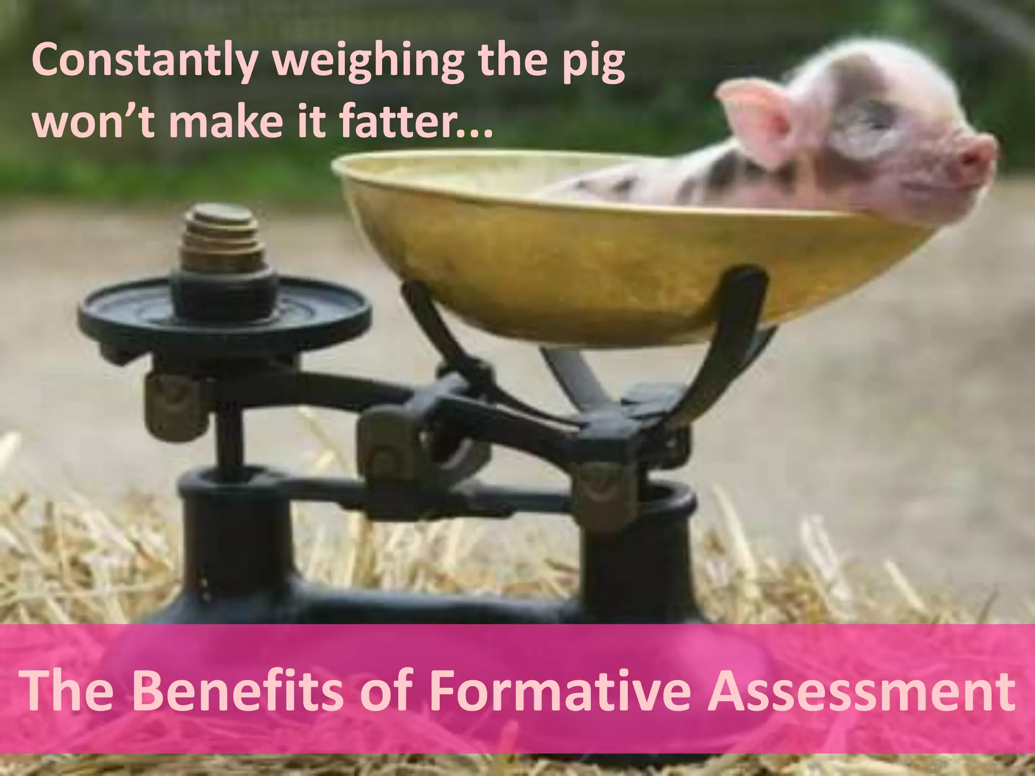 The Benefits of Formative Assessment
Constantly weighing the pig
won’t make it fatter...
 