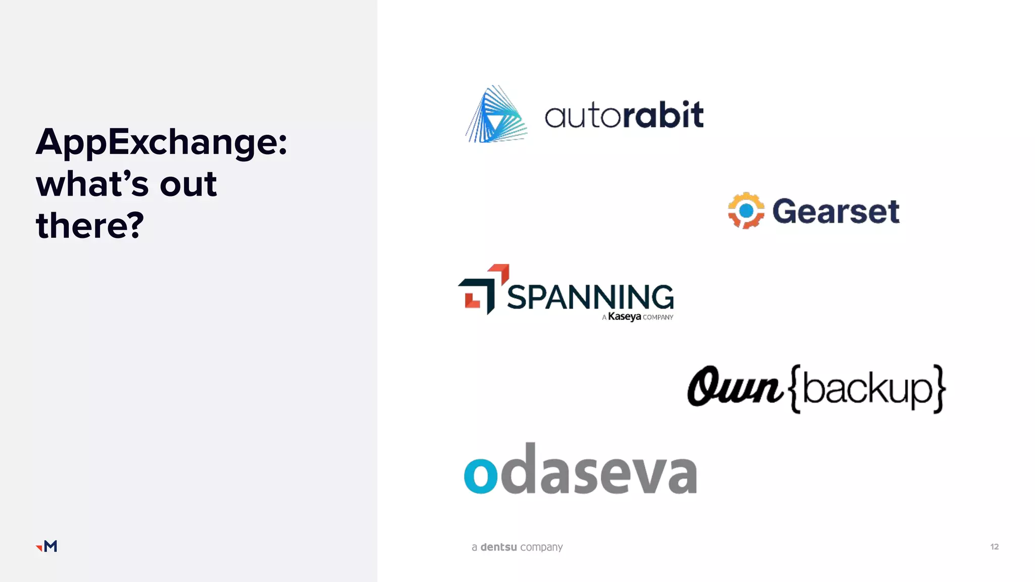 12
AppExchange:
what’s out
there?
 