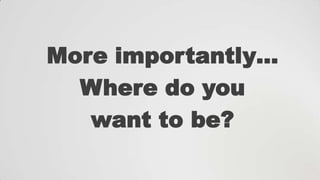 More importantly…
Where do you
want to be?

 