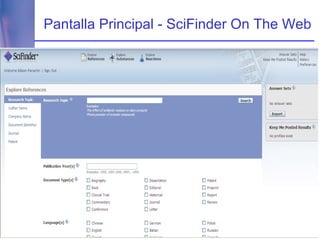 Pantalla Principal - SciFinder On The Web 