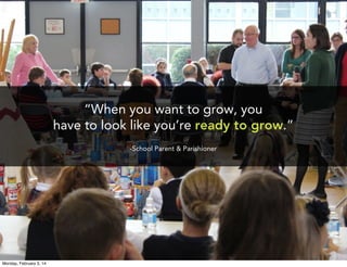 “When you want to grow, you
have to look like you’re ready to grow.”
-School Parent & Parishioner

Monday, February 3, 14

 