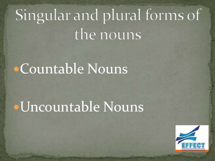 sg and pl forms of the nouns