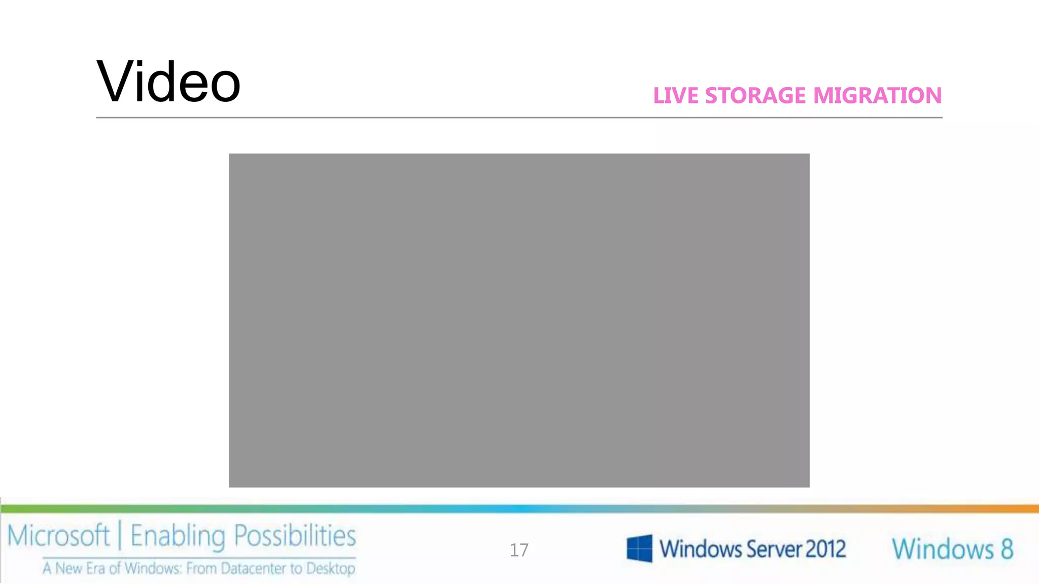 Video        LIVE STORAGE MIGRATION




        17
 