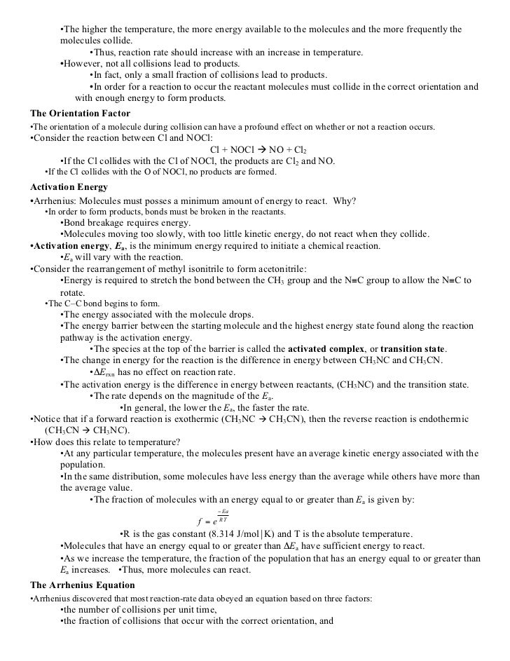 Reaction Energy And Reaction Kinetics Study Guide